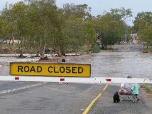 Road flooded, Alice Springs 2008